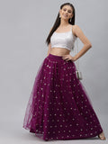 Net Sequins Embroidered Gathered Skirt