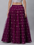 Net Sequins Embroidered Gathered Skirt