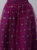 Net Sequins Embroidered Gathered Skirt