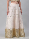 Net Sequins Embroidered Gathered Skirt