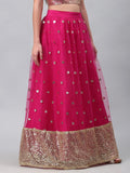 Net Sequins Embroidered Gathered Skirt