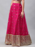 Net Sequins Embroidered Gathered Skirt