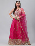 Net Sequins Embroidered Gathered Skirt
