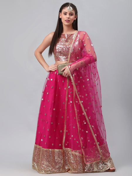 Net Sequins Embroidered Gathered Skirt