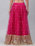 Net Sequins Embroidered Gathered Skirt