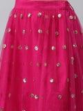 Net Sequins Embroidered Gathered Skirt