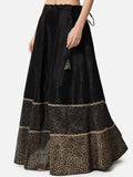 Dupion Hand Block Printed Embellished Bias Skirt