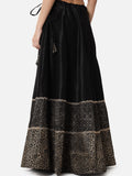 Dupion Hand Block Printed Embellished Bias Skirt