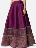 Dupion Hand Block Printed Embellished Bias Skirt