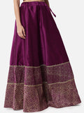 Dupion Hand Block Printed Embellished Bias Skirt