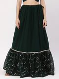Georgette Sequin Embroidered Tiered Skirt with Can-can