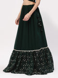 Georgette Sequin Embroidered Tiered Skirt with Can-can