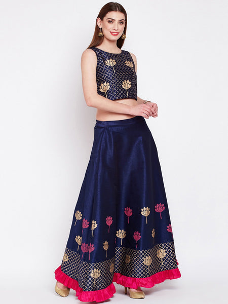 Dupion Hand Block Printed Crop Top