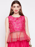 Dupion & Kota Zari Hand Block Printed Peplum Top