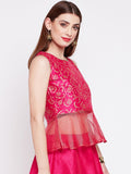 Dupion & Kota Zari Hand Block Printed Peplum Top