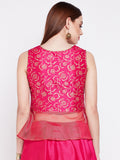 Dupion & Kota Zari Hand Block Printed Peplum Top