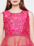 Dupion & Kota Zari Hand Block Printed Peplum Top
