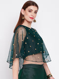 Net Sequins Embroidered Cape Top