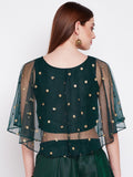 Net Sequins Embroidered Cape Top