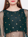 Net Sequins Embroidered Cape Top