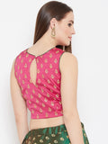 Silk Rubber Print Back Keyhole Crop Top