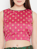 Silk Rubber Print Back Keyhole Crop Top