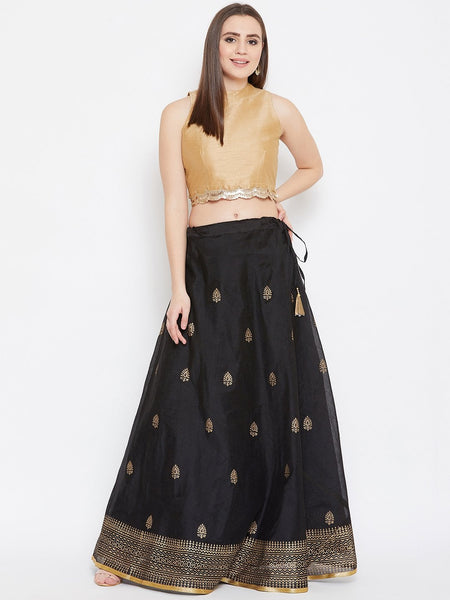 Dupion Sequin Embellished Crop Top