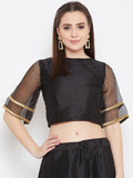 Dupion Bell Sleeves Embellished Crop Top