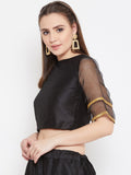 Dupion Bell Sleeves Embellished Crop Top