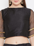 Dupion Bell Sleeves Embellished Crop Top