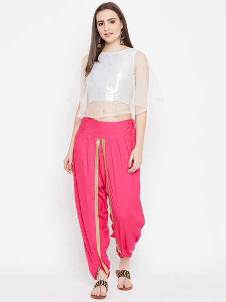 Net Pearl Embellished Cape Top