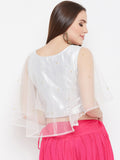 Net Pearl Embellished Cape Top