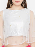 Net Pearl Embellished Cape Top