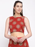 Chanderi Foil Printed Crop Top