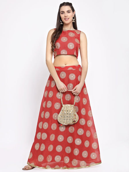 Chanderi Foil Printed Crop Top