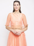 Net Pearl Embellished Cape Top