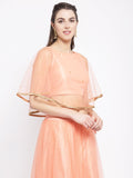 Net Pearl Embellished Cape Top