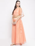 Net Pearl Embellished Cape Top