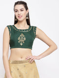 Crepe Block Printed Embellished Crop Top
