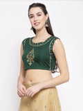 Crepe Block Printed Embellished Crop Top