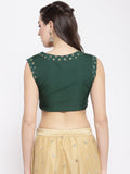 Crepe Block Printed Embellished Crop Top
