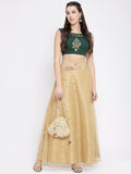Crepe Block Printed Embellished Crop Top