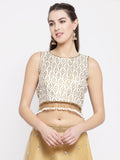 Bhagalpuri Block Printed Embellished Crop Top