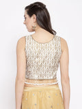 Bhagalpuri Block Printed Embellished Crop Top