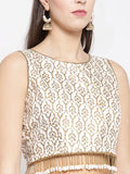 Bhagalpuri Block Printed Embellished Crop Top