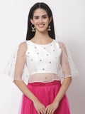 Net Sequins Embroidered Cape Top
