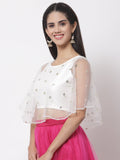 Net Sequins Embroidered Cape Top