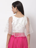 Net Sequins Embroidered Cape Top