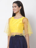 Net Sequins Embroidered Cape Top