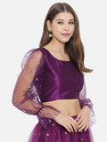 Dupion and Net Sequins Embroidered Crop Top